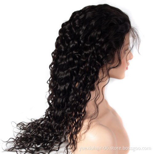 Virgin Hair Vendors Cuticle Aligned Brazilian Hair Wig Black Long Water Wave Human Hair Lace Front Wig Free Sample Fast Shipping